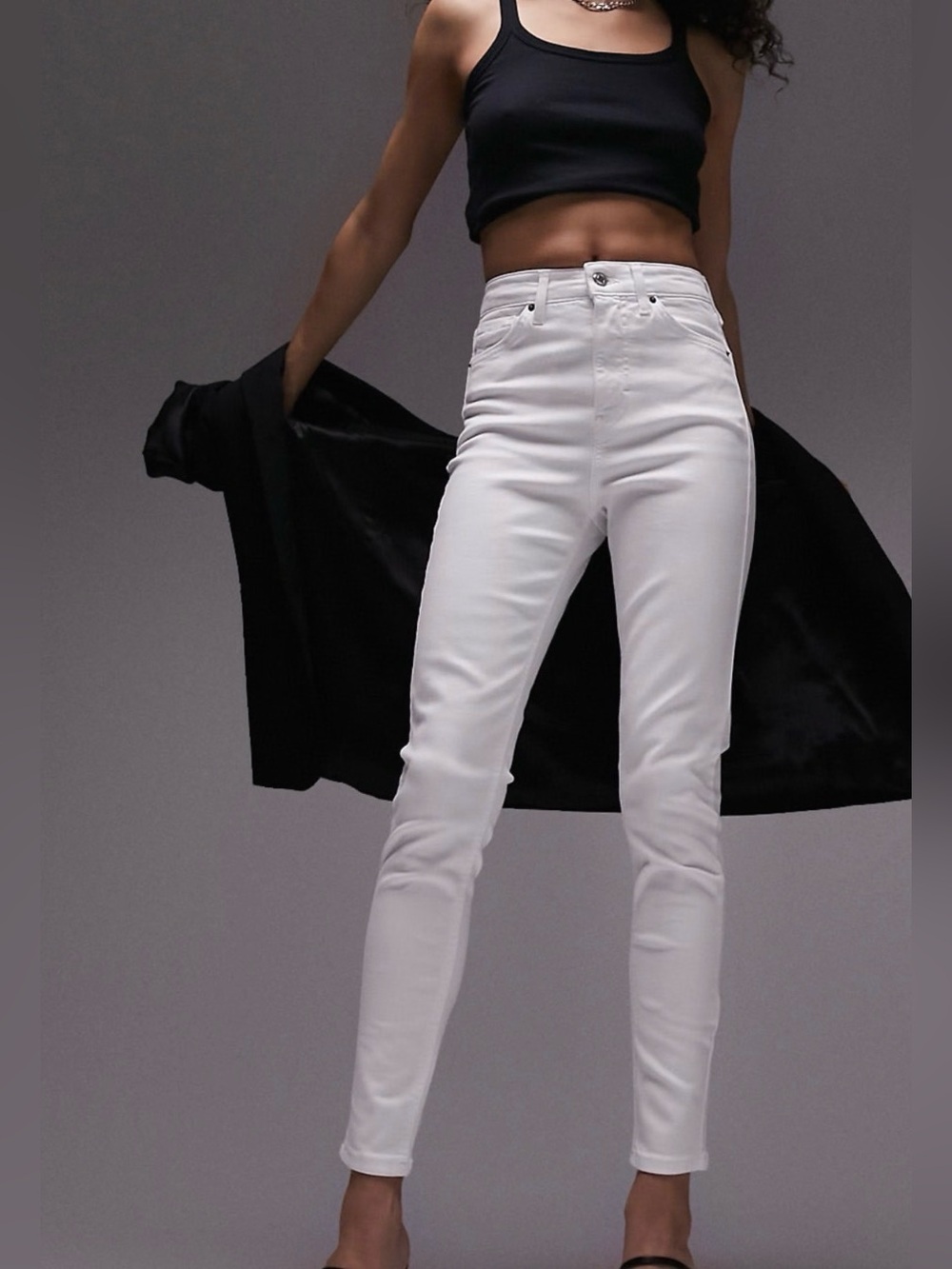 Topshop Jamie White High Rise Skinny Jeans W30 L28 Petite Cropped EUC
